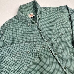 Ticomela FR Men's Large Long Sleeve Shirt FR Green Pattern Work Western Chore